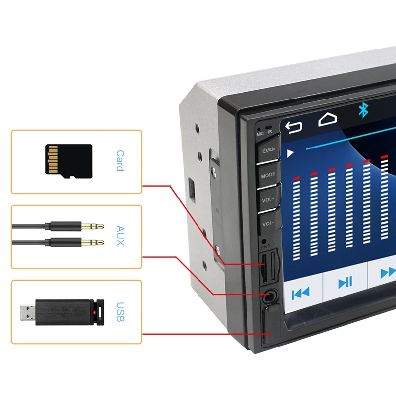 2 Din Автомобильный мультимедийный плеер Автомобильный Радио Bluetooth Mirrorlink HD пресс радио Mp5 плеер Usb AUX аудио стерео 7082