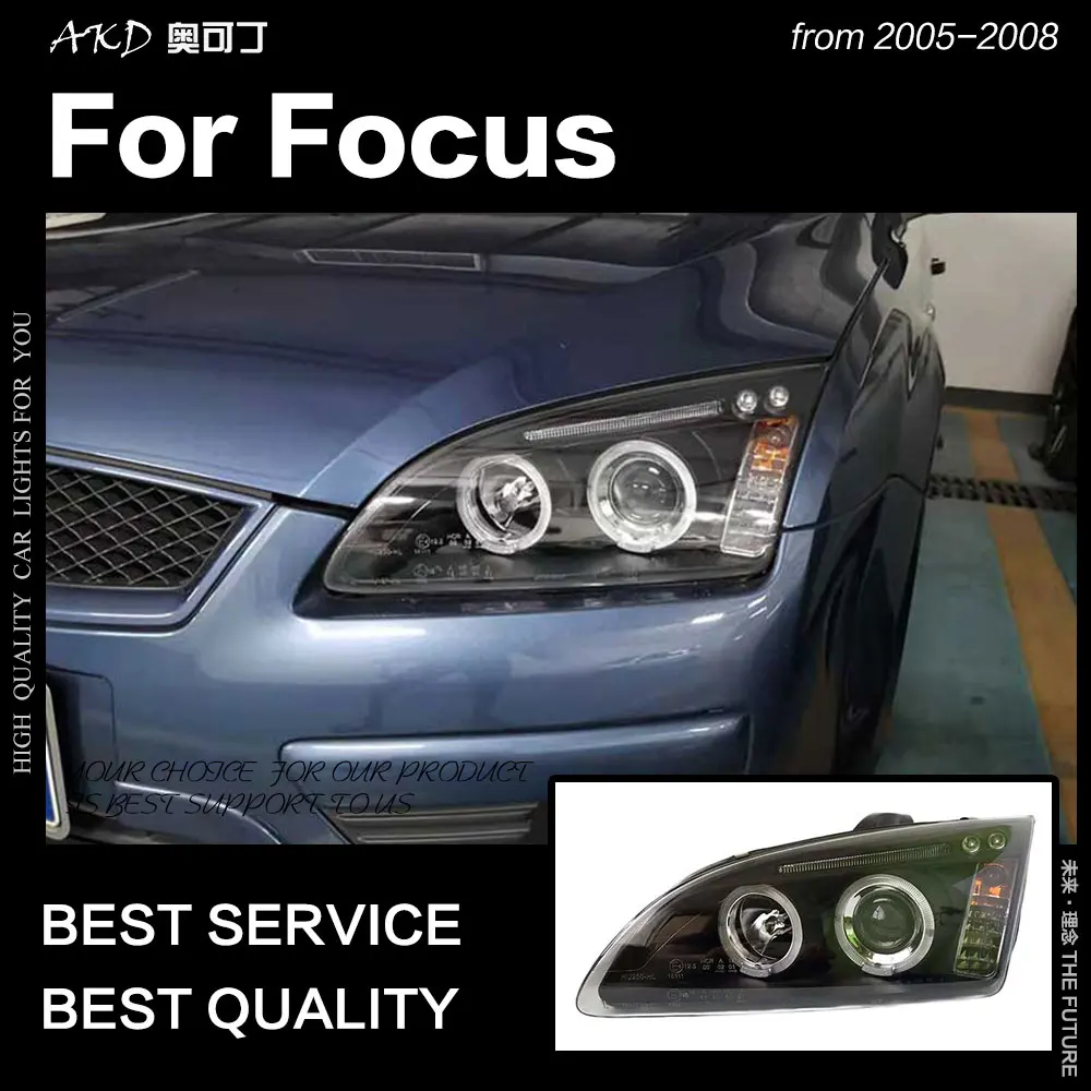 AKD автостайлинг для Ford Focus фары 2005-2008 светодиодная фара LED Drl Angel Eye Hid Биксеноновые