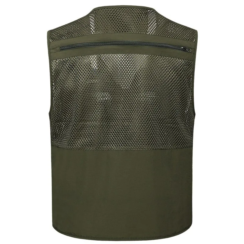 

Men's Outdoor Sports Fishing Vest Photography Fishing Jacket Multi Pocket Zipper Loose Mesh Clothing chaleco de pesca