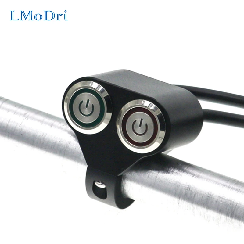 

LMoDri Aluminum alloy Motorcycle Switch Button Manual-return Self-return Button LED Light Lamp Control CNC Switch