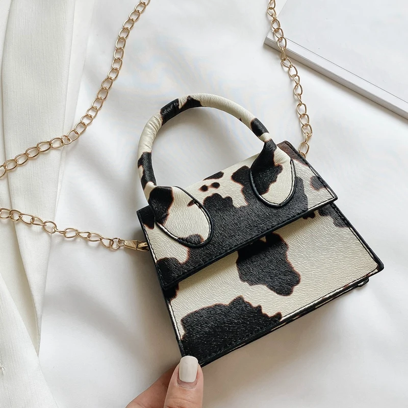 

Fashion Cow Print Ladies Shoulder Bag Pu Chain Mini Crossbody Bag Handbag
