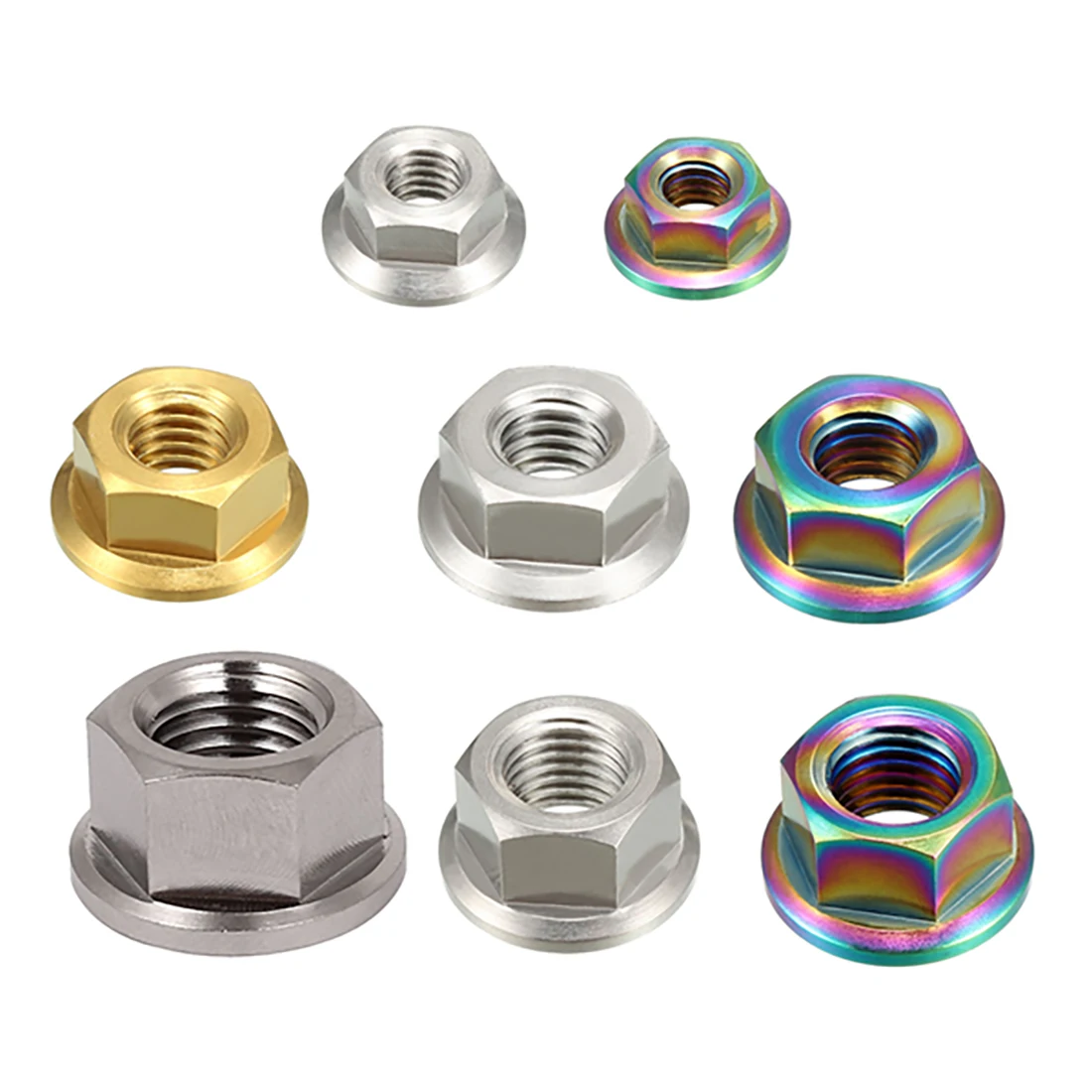 

uxcell Metric TC4 Titanium Hex Head Flange Nut (Colorful) for Bike Motorcycle Car Boat