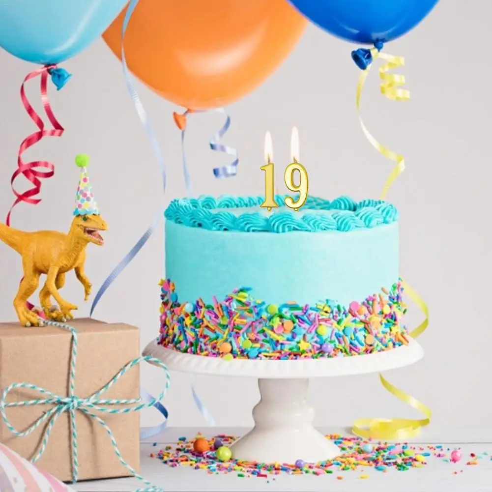 Свечи для дня рождения с цифрами 0-9 золотые блестящие свечи торта украшения на