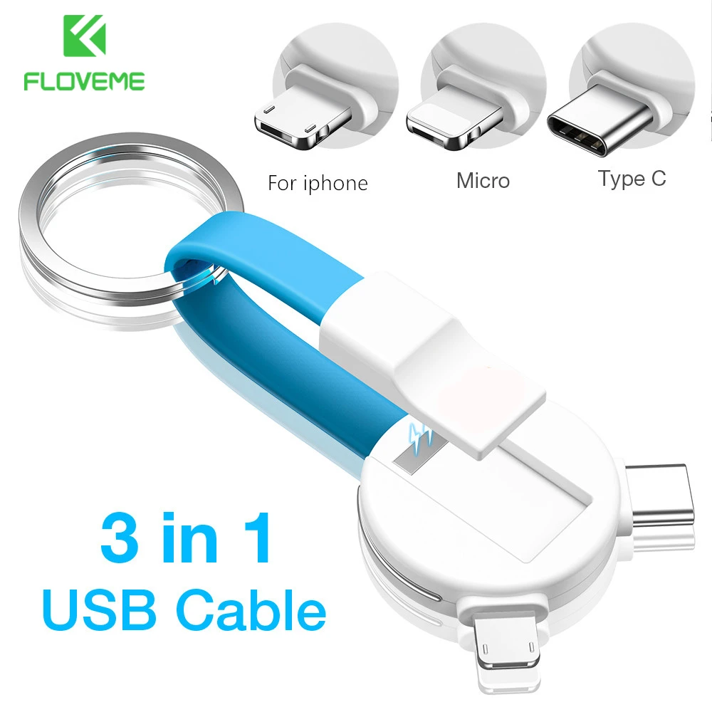 Кабель Micro USB 3 в 1 FLOVEME Mini кабель Type C для iPhone Samsung Xiaomi 2 А магнитный быстрой зарядки и