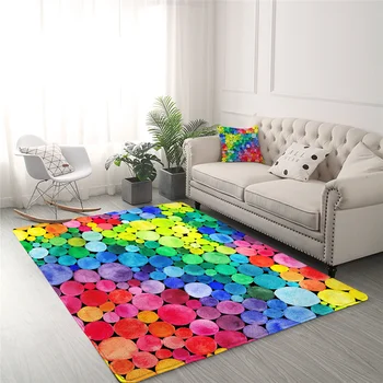 BlessLiving Colorful Large Carpets for Living Room Rainbow Circles Floor Mat Watercolor Non-slip Area Rug 152x244cm Dropship 2