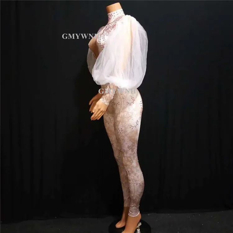 Танцевальные костюмы S44 сценические розовый комбинезон с принтом Стразы трико