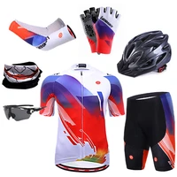 cycling set men pro team racing bike clothing mtb sportswear short sleeve summer breathable quick dry bicycle jersey kits white