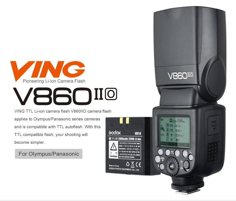 Godox V860II камера вспышка GN60 HSS ttl вспышка триггер фонарик для Canon Nikon sony Olympus Fujifilm синхронизатор