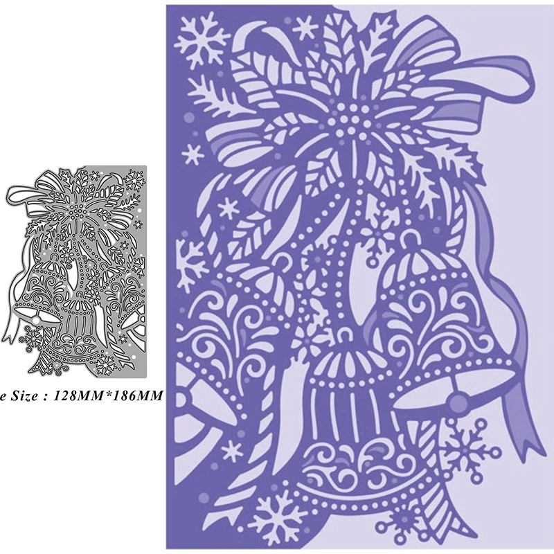 

2021 рождественские высечки, рождественские высечки с колокольчиком, кружевные металлические высечки, формы «сделай сам», скрапбукинг, изгот...