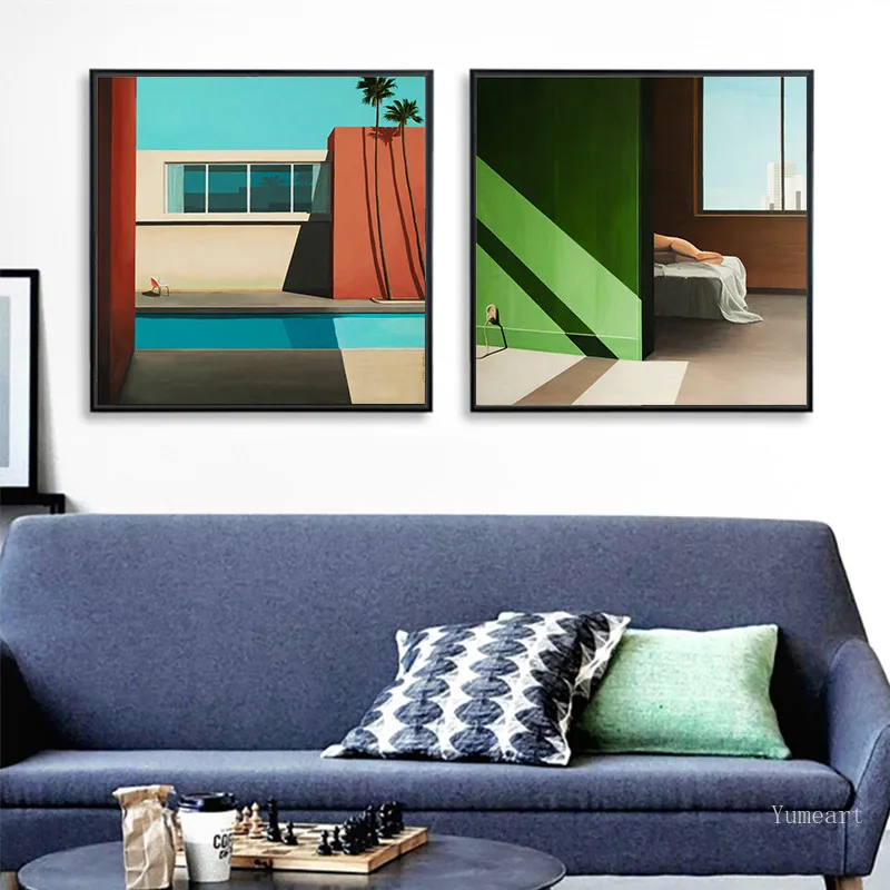 Modualr красочные архитектурные пейзажи скандинавские Холст плакат живопись