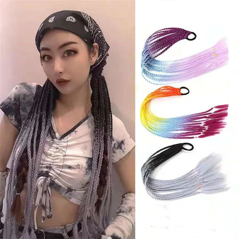 

Twist Braid Wig Elastic Hair Band for Women Colorful Synthetic Ponytail Hair Ropes Rubber Ties Scrunchies Girls Hair Accessories
