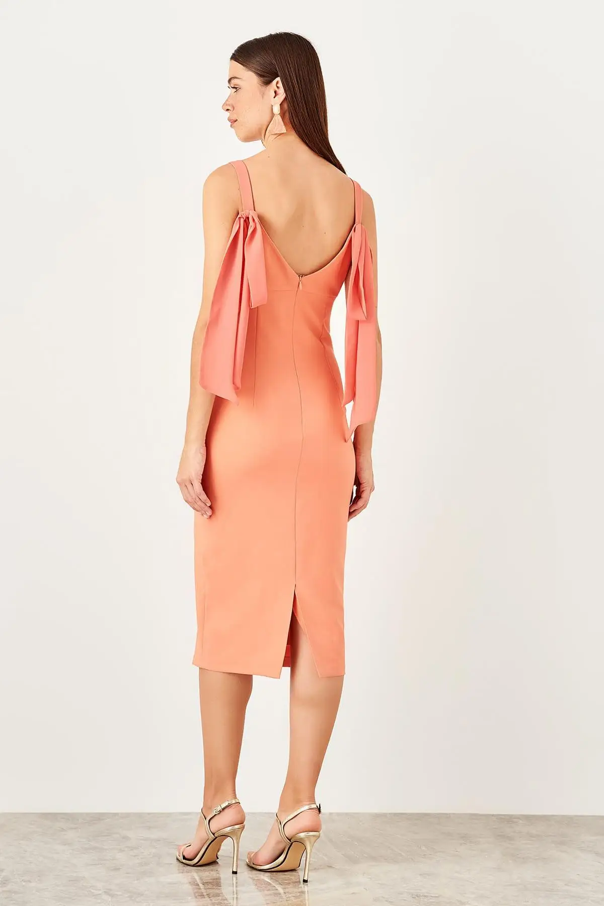 Trendyol Персиковое двубортное платье TPRSS19BB0427|Женские платья| |