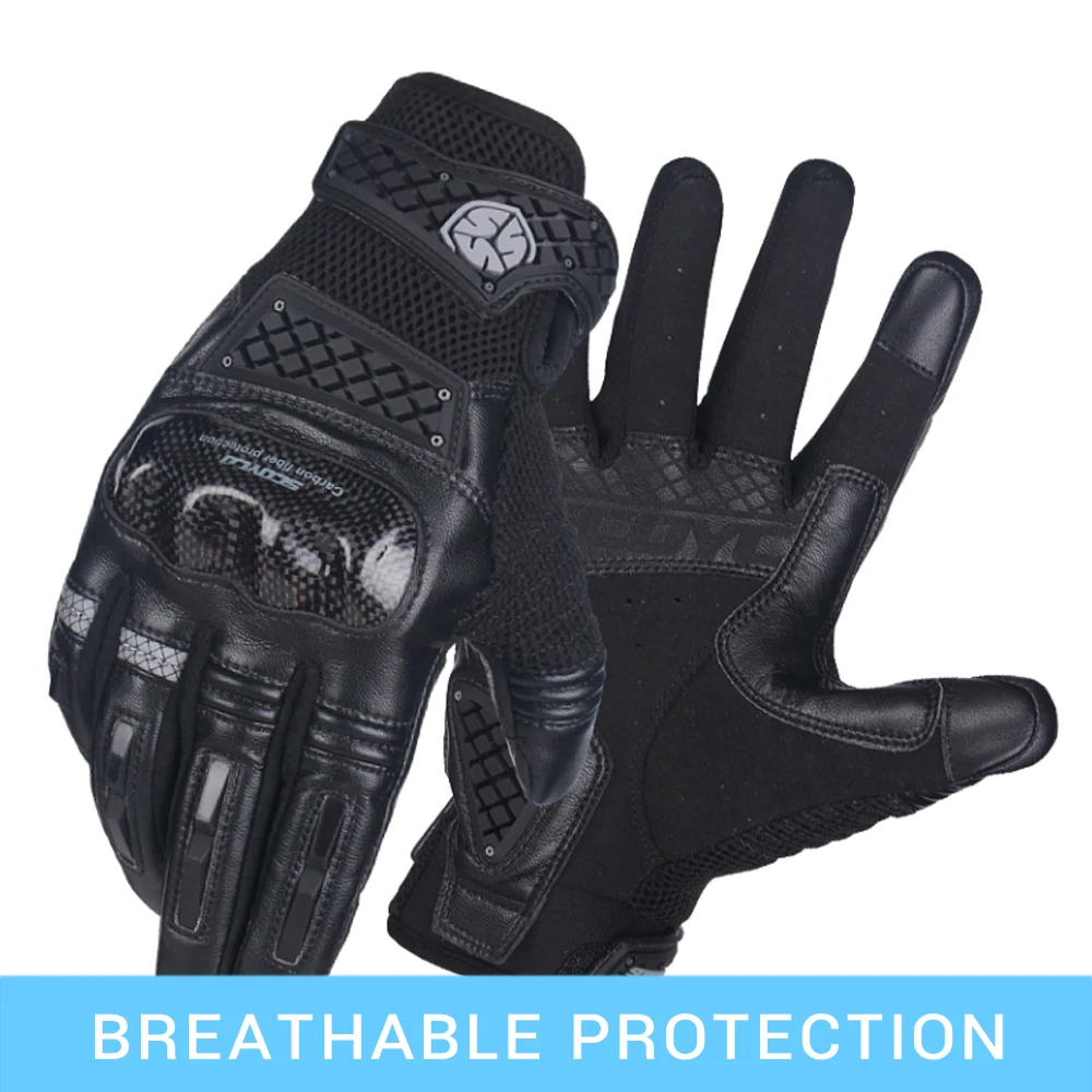 MC52 Black SCOYCO мотоциклетные перчатки летние дышащие Guantes Moto перчатки из углеродного волокна для мотокросса сенсорные функции Guantes Moto перчатки для верховой езды - Цвет: MC52 Black