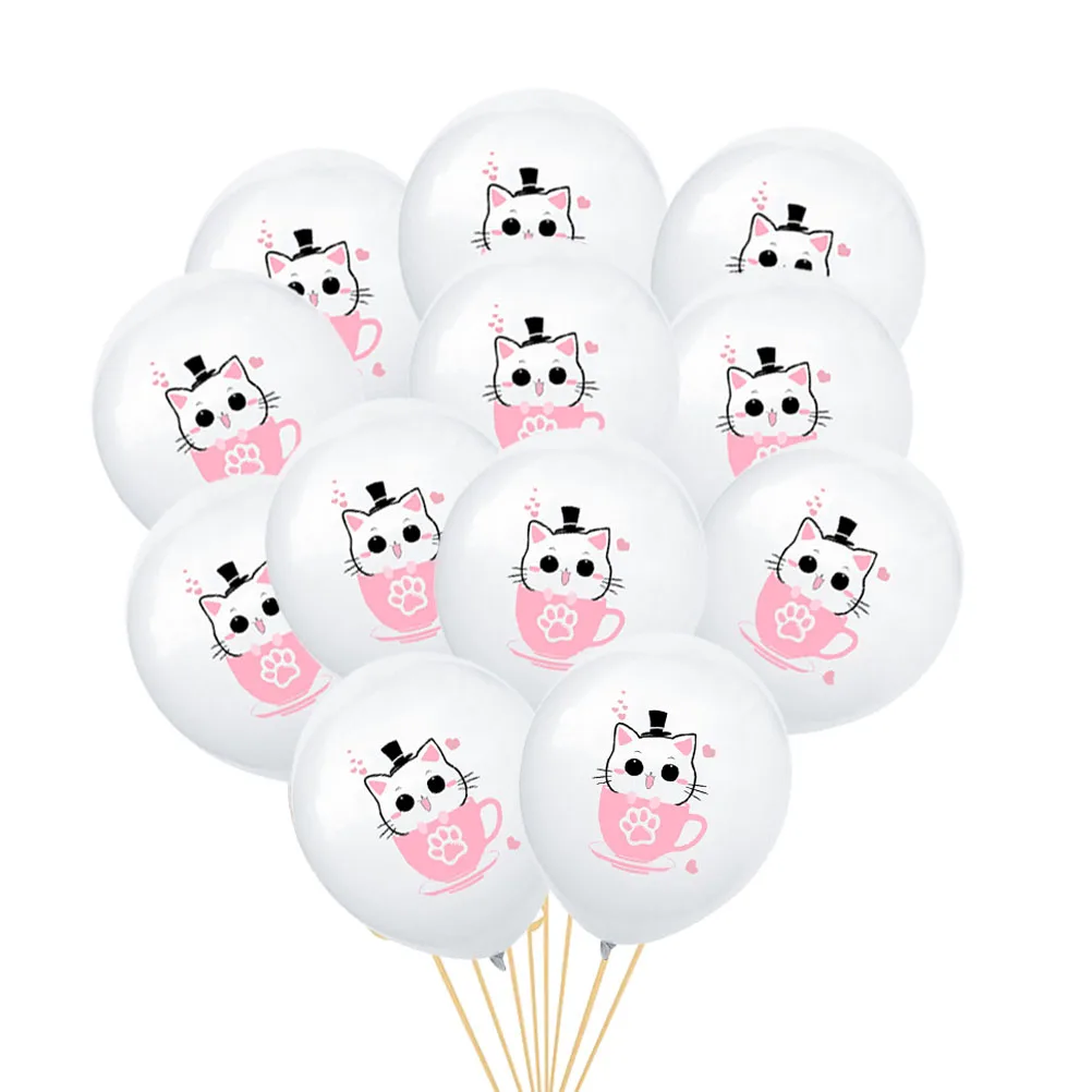 12 шт шаров чашка с кошкой надувной печатных шары для День рождения