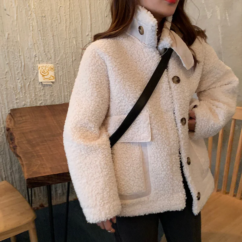 

2020 Winter Thicken Warm Teddy Fur Jacket Coat Women Casual Fashion Lamb Faux Fur Overcoat Fluffy Cozy Loose Outerwear Female