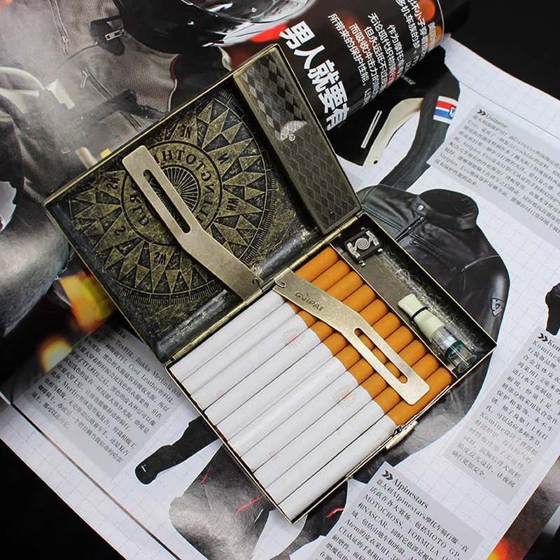 Ретро сигареты чехол с Вольфрам Проводная Зажигалка Электронные USB зажигалки