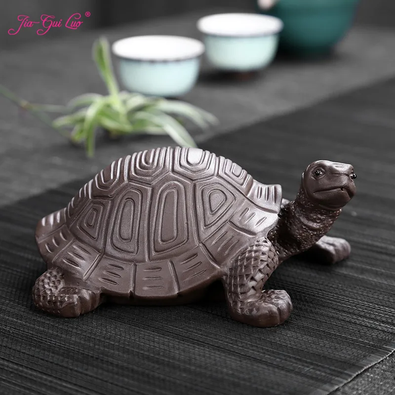 JIA-GUI LUO 15 см, фиолетовая глина, черепаха для долголетия чай, украшения для домашних животных, ремесла, аксессуары для чая, украшения, креативн...