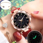 Женские часы в комплекте, 2 шт., светящиеся женские часы, кожаный ремешок, звездная бриллиант, в римском стиле платье, наручные часы, браслет в форме сердца, reloj mujer