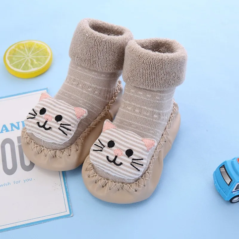 

New Newborn Baby Socks Kids Baby Girls Boys Anti-Slip Winter Warm Socks Slipper Shoes Cute Cartoon
