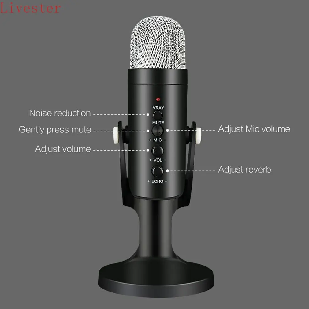 

USB Condenser Microphone For Computer Phone USB Type-c Port PC Microphone Stand POP Filter To Game Podcasting Recording Headsets