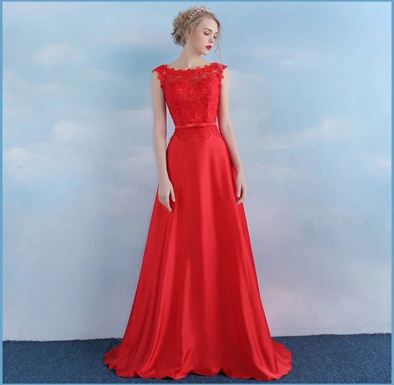 

Royal blue burgundy lace bridesmaid dress new silk fabric O neck A Line vestido dama de honor talla grande wedding party gowns