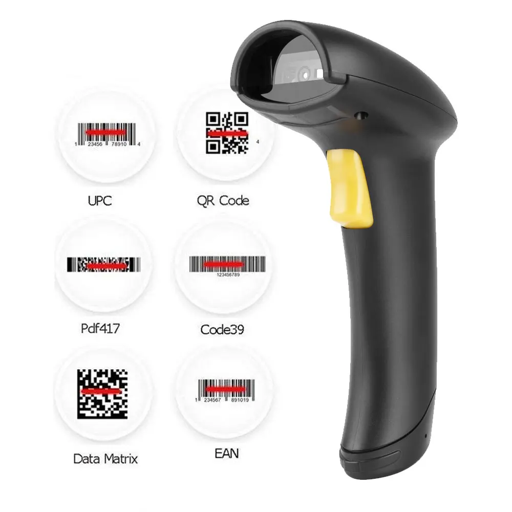 

Holyhah Handheld Barcode Scanner 2.4G Wireless USB Wired 1D 2D QR PDF417 Bar code For Inventory POS Terminal A30D