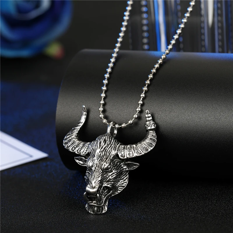 1PC Punk Bull Head Dragon Snake Skull Wing Beads Chains Necklaces Women Men Jewelry Fashion Animal Cross Pendant Necklace N795 | Украшения