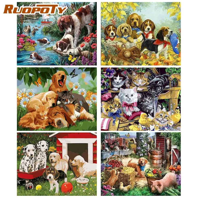 

RUOPOTY Painting by numbers Animals Drawing by numbers Oil Paint Unique Gift Framed On Canvas Home Art Wall Decoration