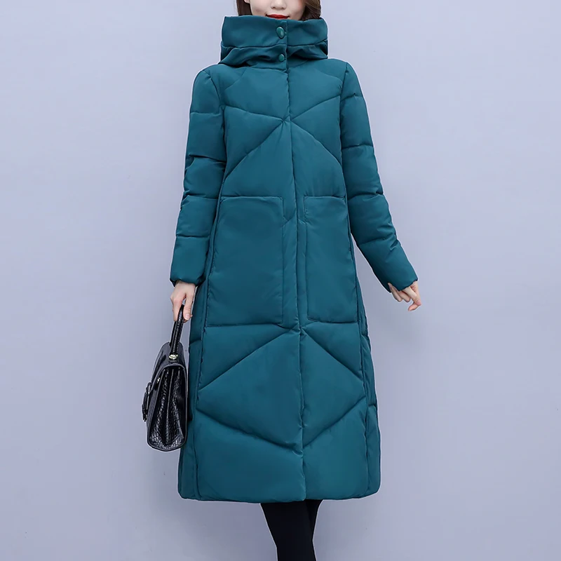 MODERN NEW SAGA Quilted Coat Winter Women Long Coat Cotton Padded Coat Parka Female Overcoat Long Jackets Plus Size Outerwear images - 6