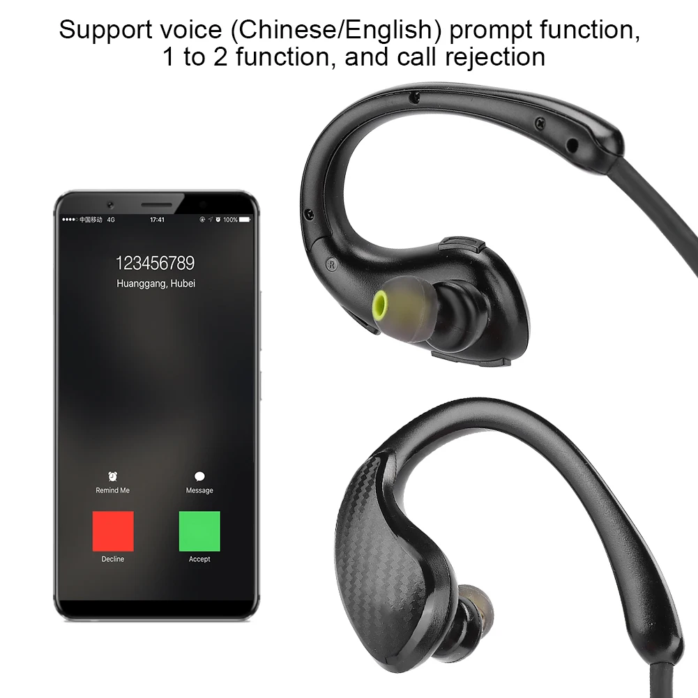 Водонепроницаемые Bluetooth наушники Беспроводные спортивные с функцией NFC умные CVC6.0