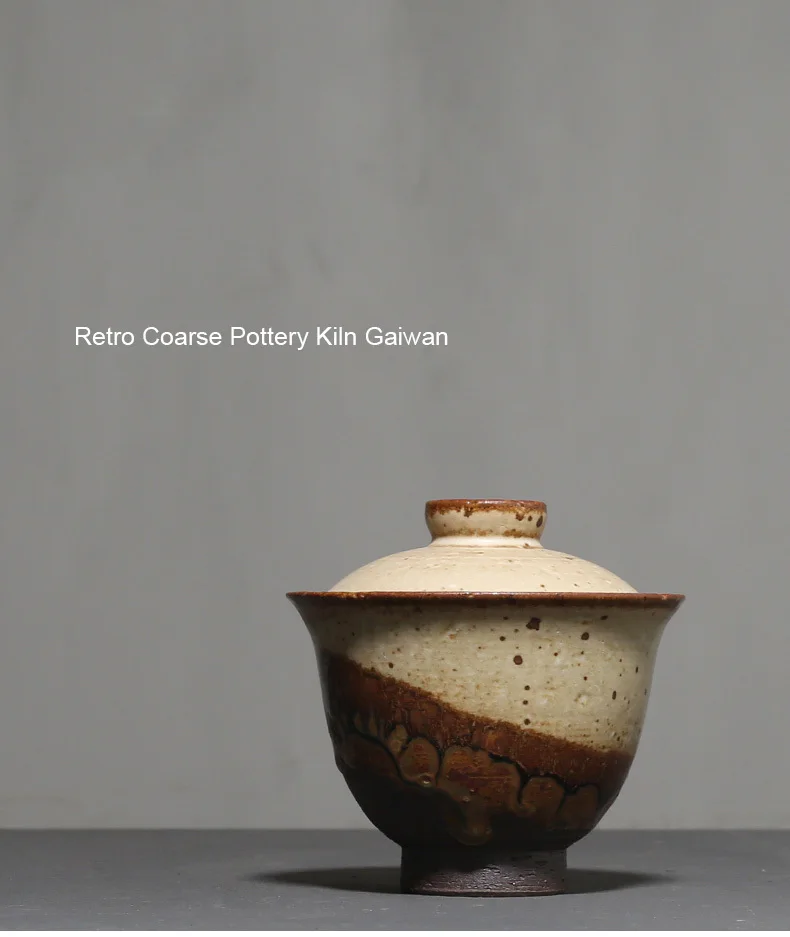 PINNY Ретро грубая гончарная печь Gaiwan в японском стиле кунг-фу чайная чаша Керамика ручной работы пиалы для чая Чайная церемония украшения