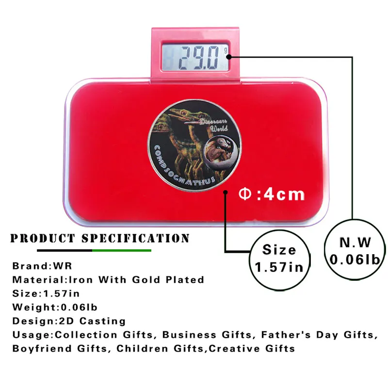 WR рекламный подарок Compsognathus динозавр Сувенир Монета Динозавр мир один миллион