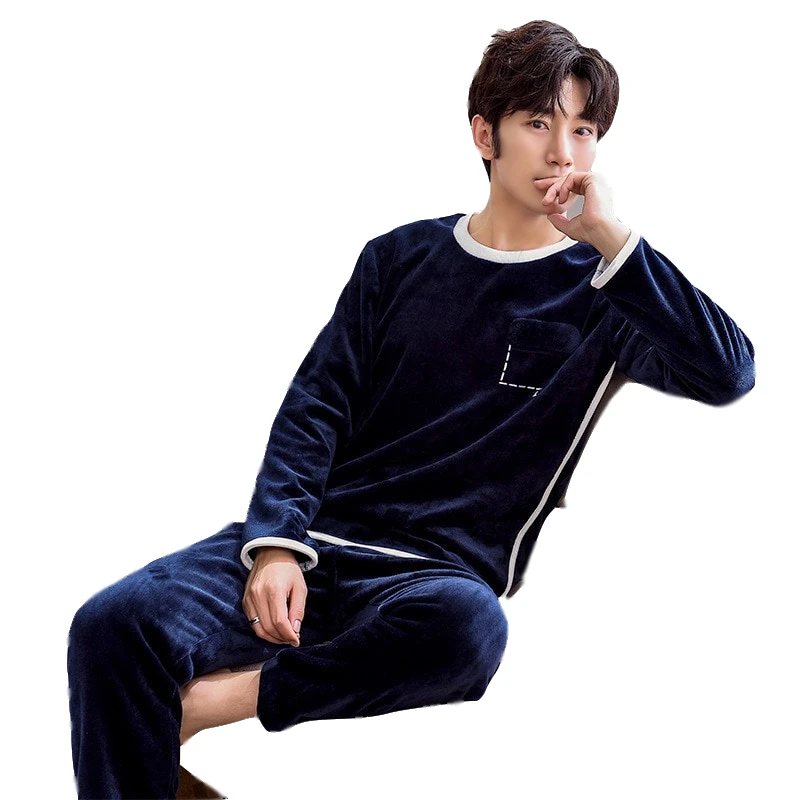 Осенне-зимние толстые пижамы из кораллового флиса для пар мужчин и женщин с