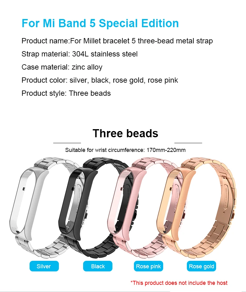 

For Xiaomi Mi Band 5 Strap Metal Wristbands Stainless Steel Bracelet For Mi band 5 Strap Armband Accessoriess Mental Watch Strap
