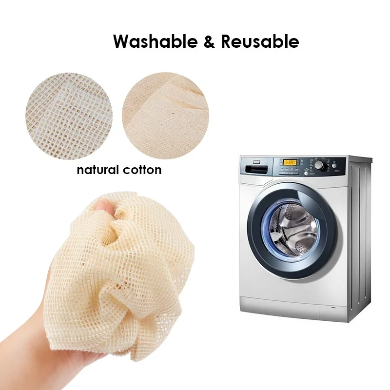 3 шт./лот многоразовый мешок на шнурке производящий сетчатый из хлопка моющийся