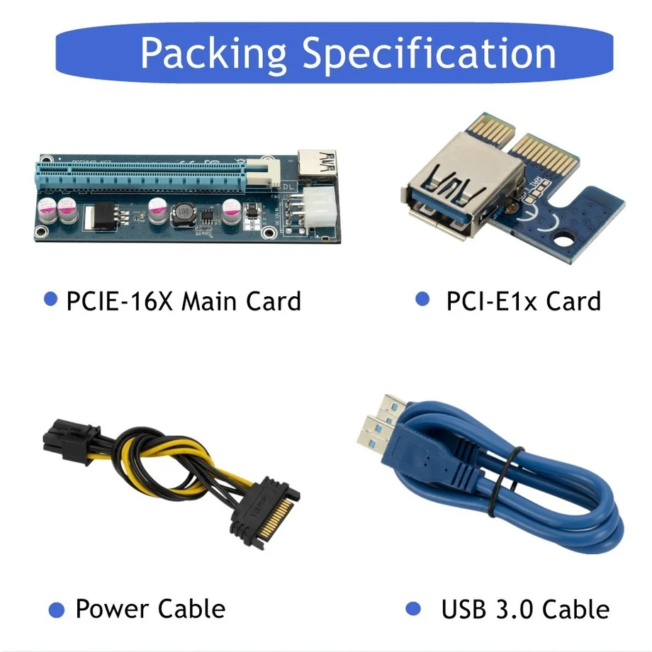 Grwibeou 10 шт. VER006C PCIe 1x до 16x Экспресс Райзер карта графическая pci-e удлинитель 60 см USB 3 0