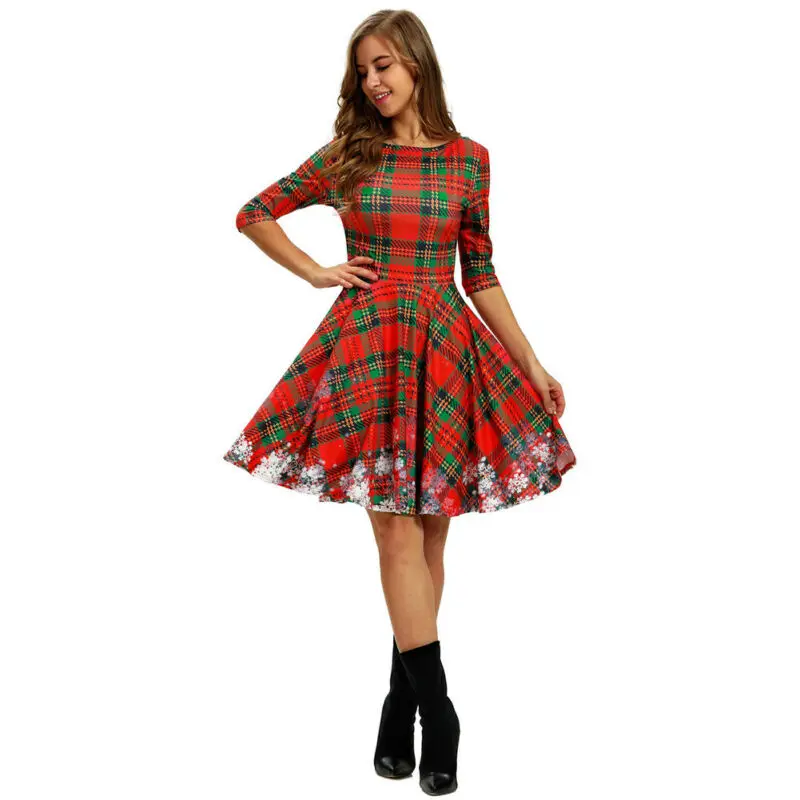 Женское рождественское платье 2019 половинный рукав Сексуальный Санта-олень