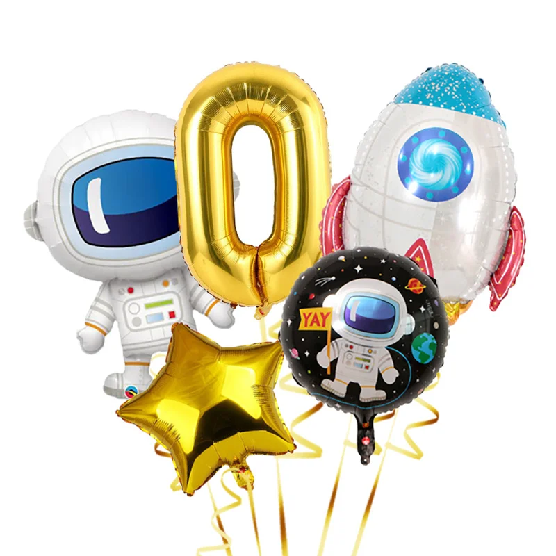 

1Set Outer Space Party Astronaut Balloon Rocket Foil Balloons Galaxy Theme Party Boy Kids Birthday Party Decor Helium Globos