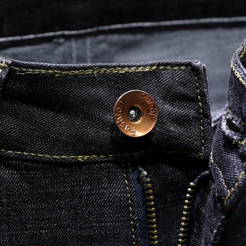 Джинсы мужские прямые Стрейчевые с вышивкой льва брюки из денима в японском