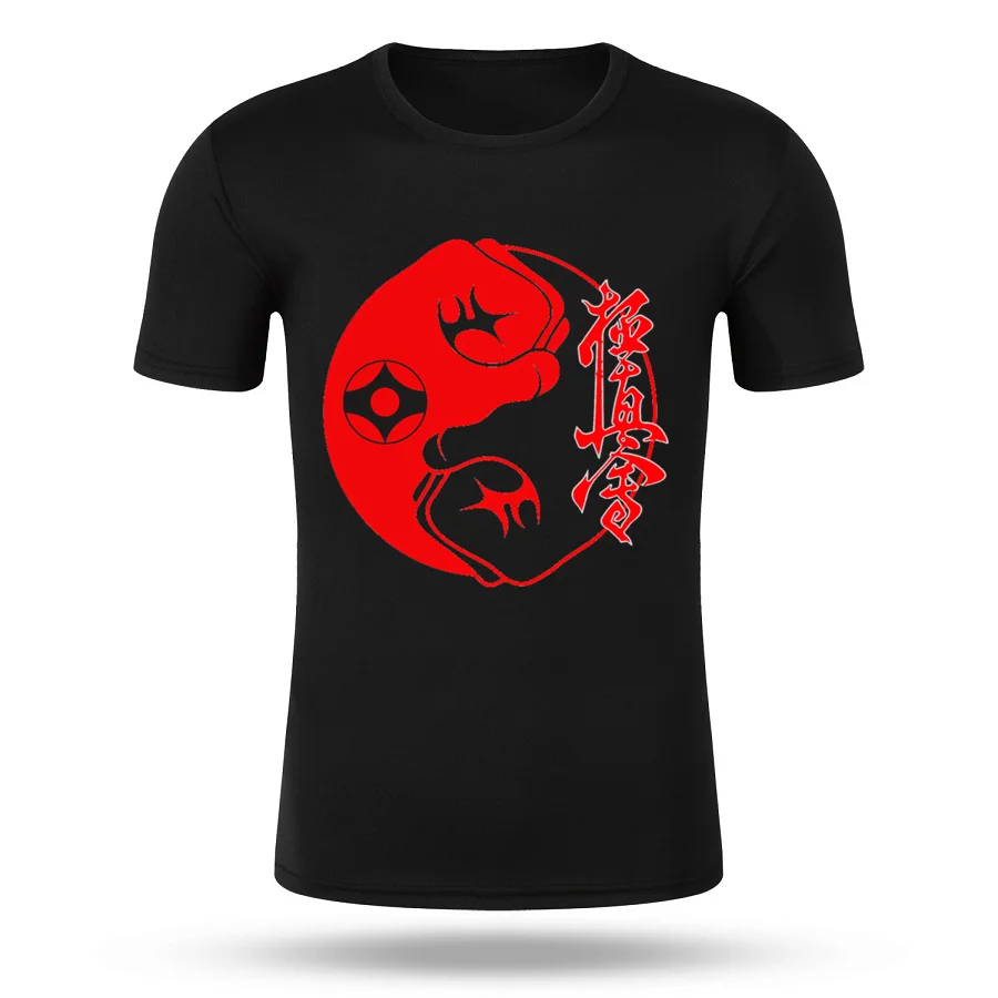 

Summer Funny Unisex Kyokushin Karate Yin Yang Fists 1 Quick Dry T-shirt High Quality Couple Style Round Neck Jogging T Shirt