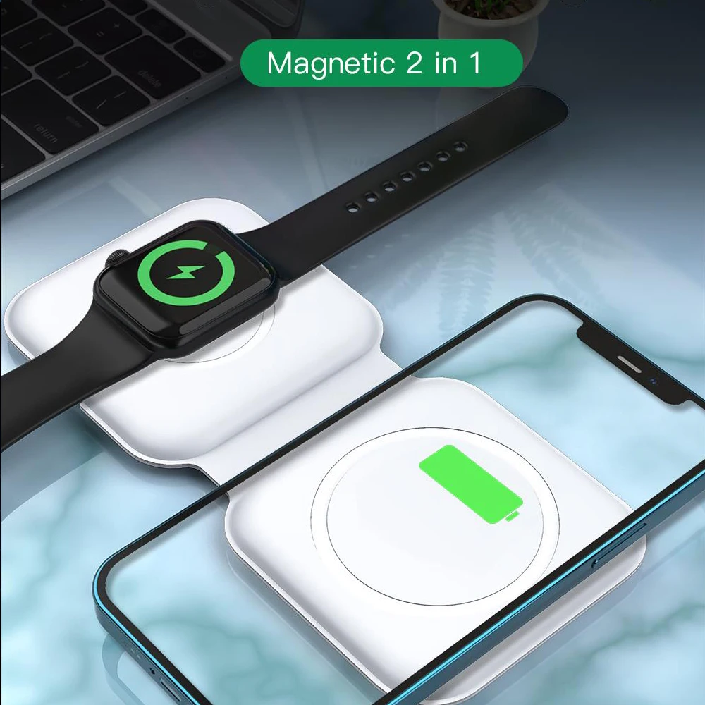 Folding Magnetic Wireless Charger for Magsafe iPhone 12 13 mini pro max Fast Wireless Charging for Airpods Apple Watch Samsung