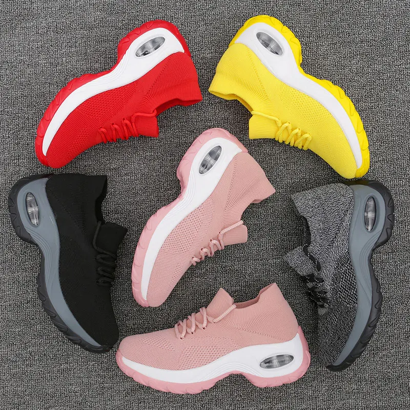 Женская обувь на танкетке Желтые кроссовки Удобные женские повседневная Обувь