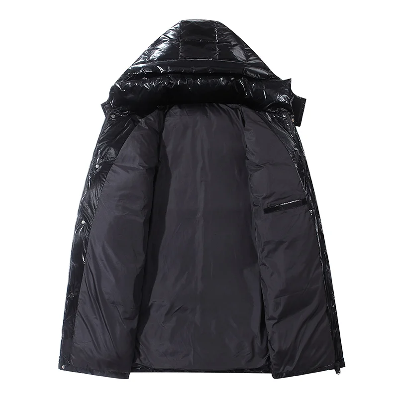 2021 new down jacket men's long fashion brand handsome hooded coat men loose thickened warm coat bright white duck down coubles