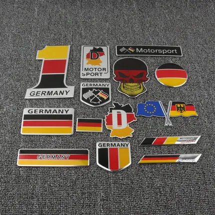 Флаг Германии 3D значок из алюминиевого сплава наклейки на переднюю эмблему