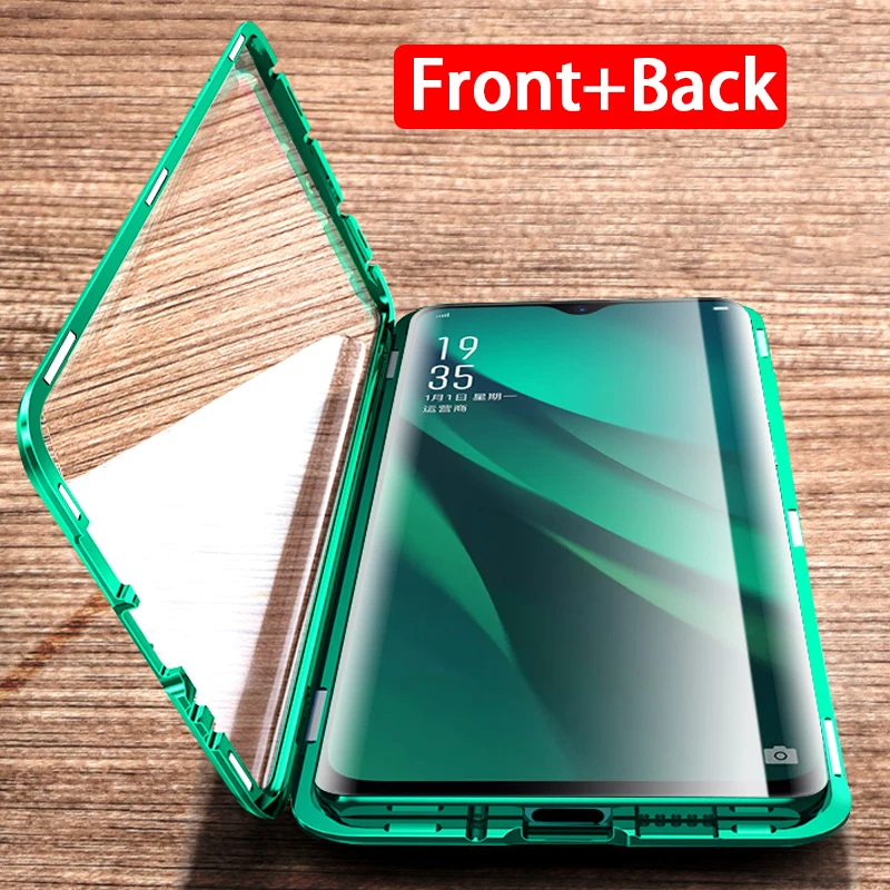 Магнитный откидной Чехол из закаленного стекла для Oppo Realme 5 Pro Q Reno Ace A11 A11X A5 A5s A7 A9 F9