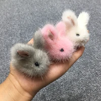 high quality 5cm kawaii plush keychain cute mink fur angora rabbit long haired rabbit soft pendant handbag car key holder toy