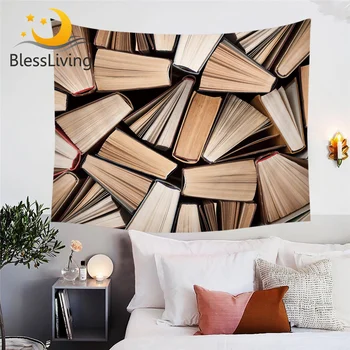 BlessLiving Books Pile Wall Hanging Vivid 3D Printed Wall Carpet Sleep in the Knowledge Tapestry for Reader Tapisserie Bedspread 1