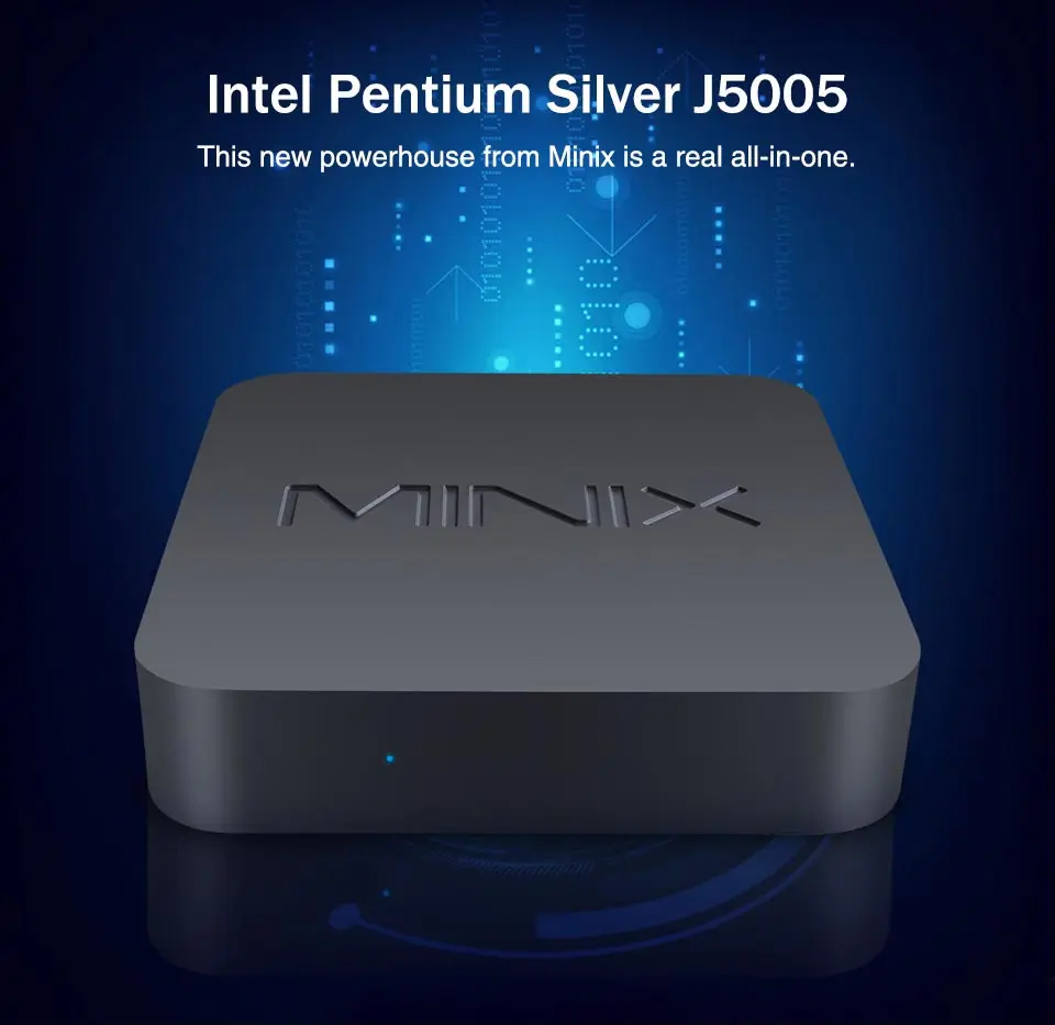 MINIX NEO J50C-4 официальный WINDOWS 10 PRO Серия Мини ПК Intel Pentium серебристый J5005 DDR4 4 ГБ/64 Гб HDMI 2,0 Vesa крепление мини ПК