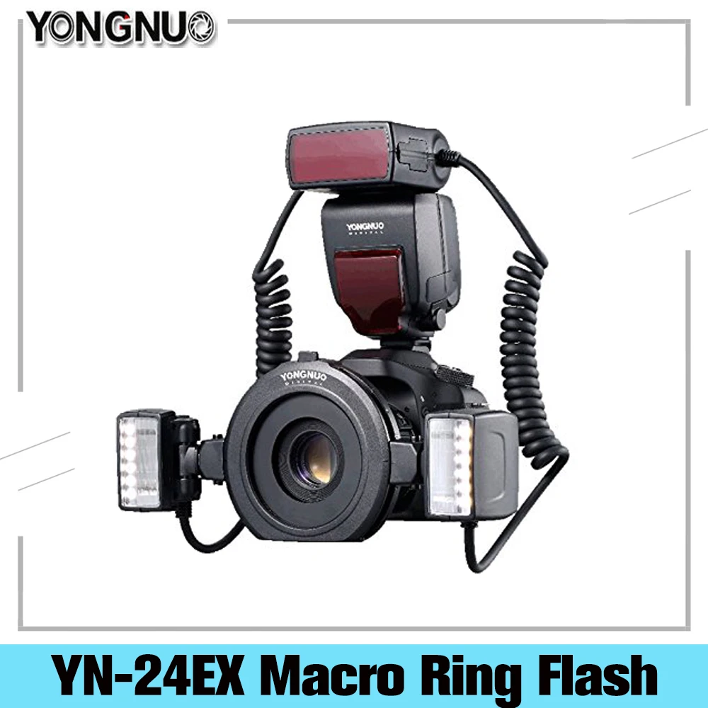 

YONGNUO YN-24EX макро кольцо Вспышка Speedlite с 2 головками вспышки 4 адаптерных кольца для Canon