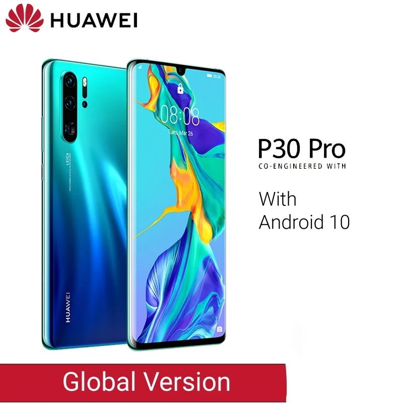 Глобальная версия huawei P30 Pro 8GB 256GB смартфон с 5-кратным оптическим зумом четырехкамерные камеры 6,47 ''полноэкранный OLED Kirin 980 NFC 4200mAh